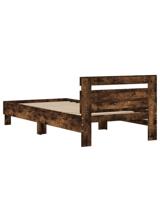 Rám postele s čelem kouřový dub 100 x 200 cm kompozitní dřevo