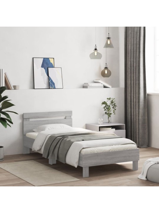 Rám postele s čelem šedý sonoma 100 x 200 cm kompozitní dřevo