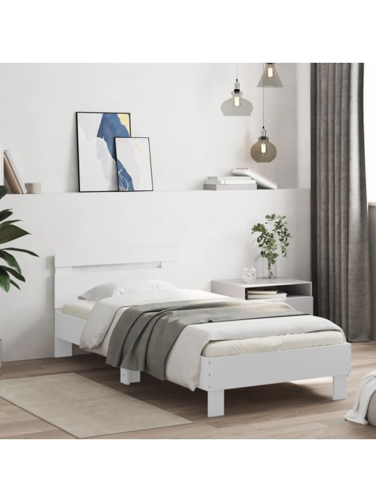 Rám postele s čelem bílý 90 x 200 cm kompozitní dřevo