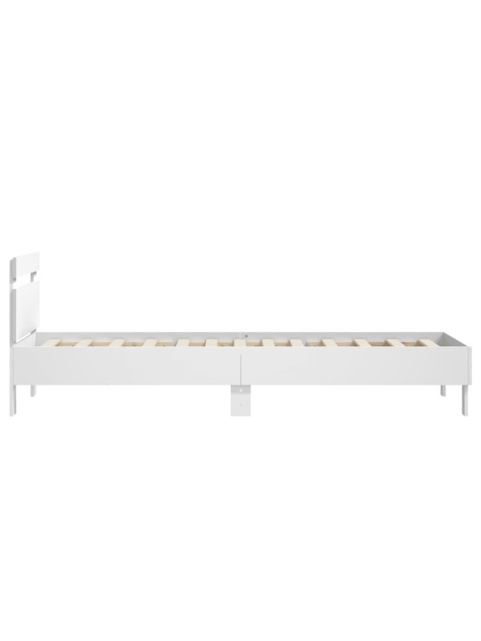 Rám postele s čelem bílý 90 x 200 cm kompozitní dřevo