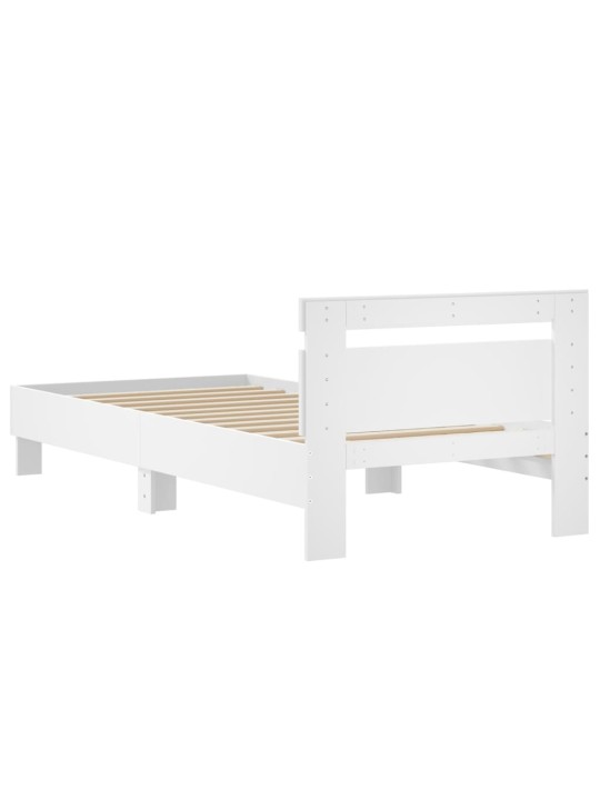 Rám postele s čelem bílý 90 x 200 cm kompozitní dřevo