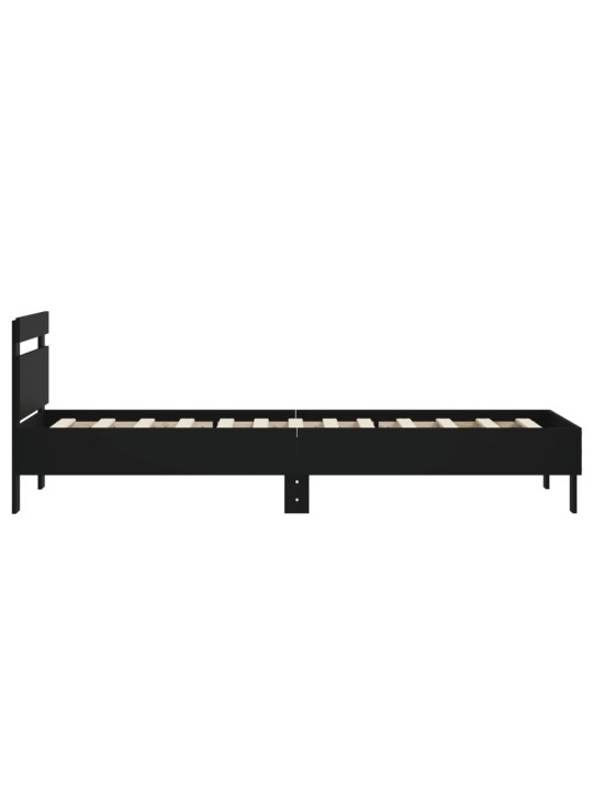 Rám postele s čelem černý 90 x 200 cm kompozitní dřevo