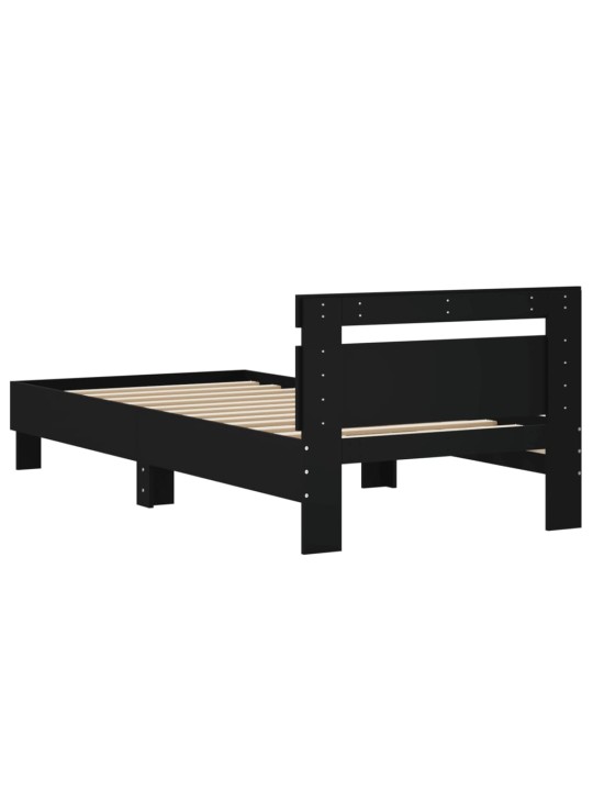 Rám postele s čelem černý 90 x 200 cm kompozitní dřevo