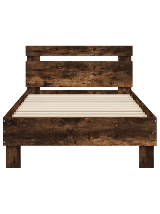 Rám postele s čelem kouřový dub 90 x 200 cm kompozitní dřevo