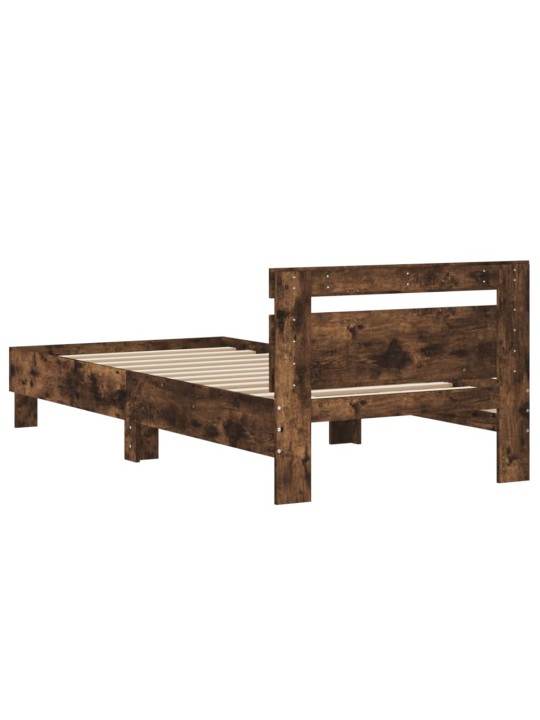 Rám postele s čelem kouřový dub 90 x 200 cm kompozitní dřevo