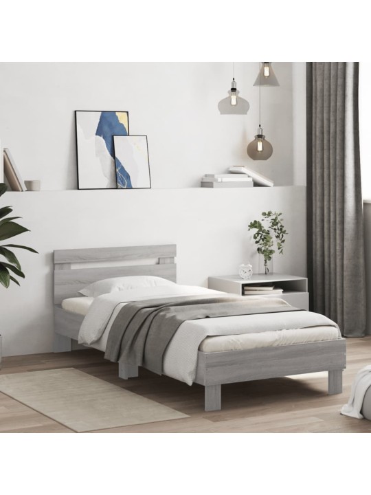 Rám postele s čelem šedý sonoma 90 x 200 cm kompozitní dřevo