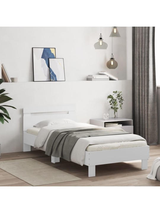 Rám postele s čelem bílý 90 x 190 cm kompozitní dřevo