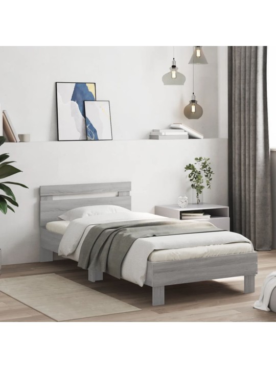 Rám postele s čelem šedý sonoma 75 x 190 cm kompozitní dřevo
