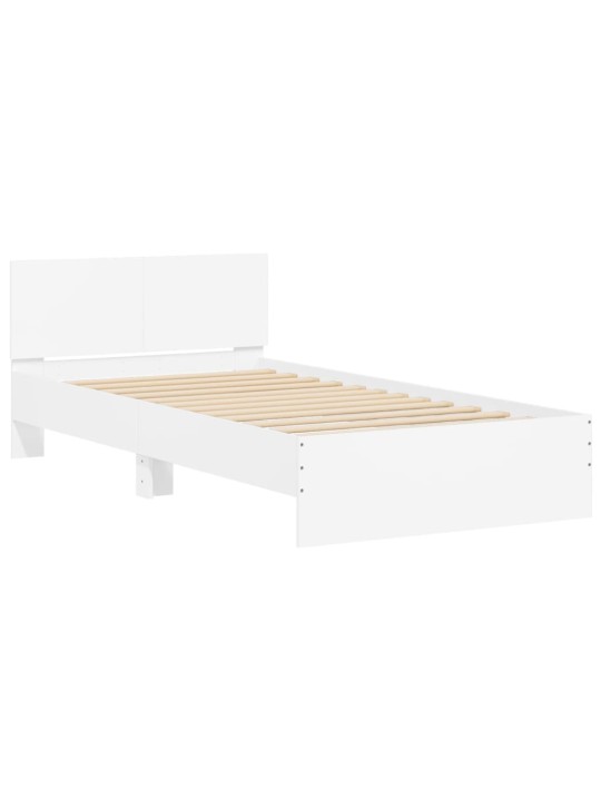 Rám postele s čelem bílý 100 x 200 cm kompozitní dřevo
