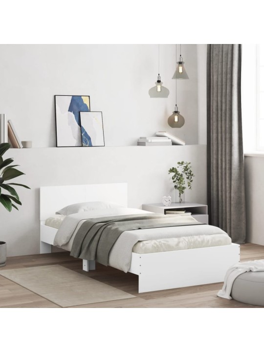 Rám postele s čelem bílý 100 x 200 cm kompozitní dřevo