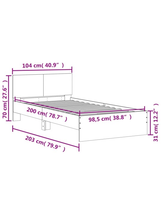 Rám postele s čelem bílý 100 x 200 cm kompozitní dřevo