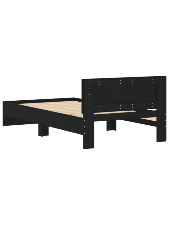 Rám postele s čelem černý 100 x 200 cm kompozitní dřevo