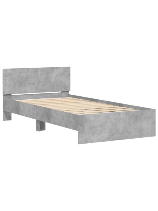 Rám postele s čelem betonově šedý 100 x 200 cm kompozitní dřevo