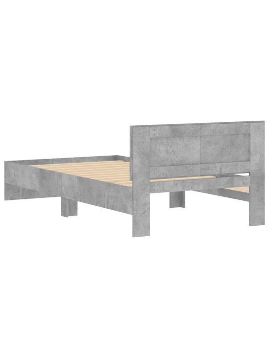 Rám postele s čelem betonově šedý 100 x 200 cm kompozitní dřevo