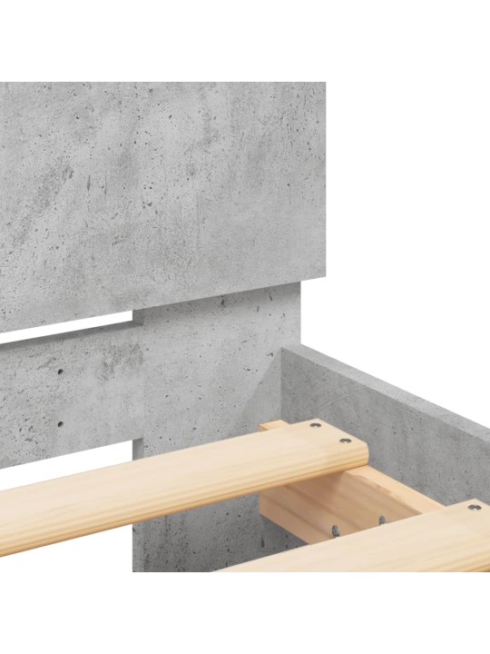 Rám postele s čelem betonově šedý 100 x 200 cm kompozitní dřevo