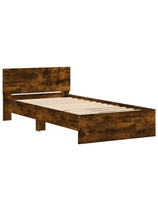 Rám postele s čelem kouřový dub 100 x 200 cm kompozitní dřevo