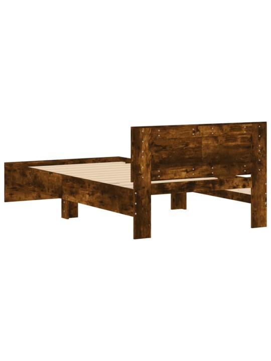 Rám postele s čelem kouřový dub 100 x 200 cm kompozitní dřevo