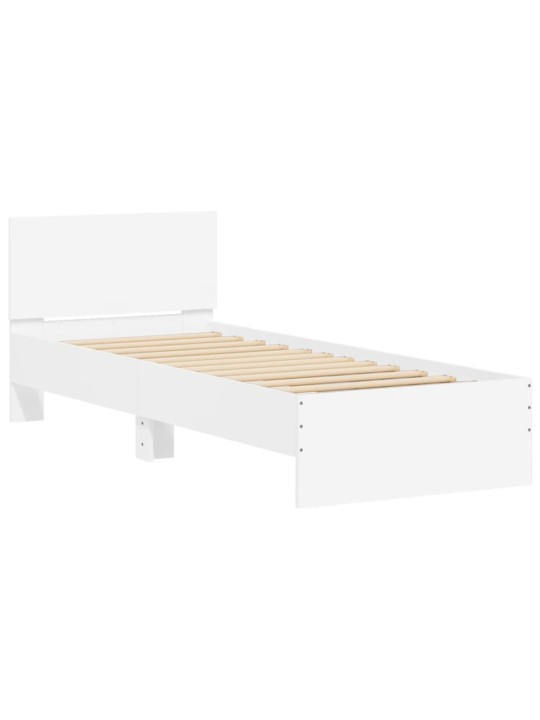 Rám postele s čelem bílý 90 x 200 cm kompozitní dřevo