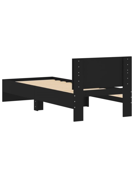 Rám postele s čelem černý 90 x 200 cm kompozitní dřevo