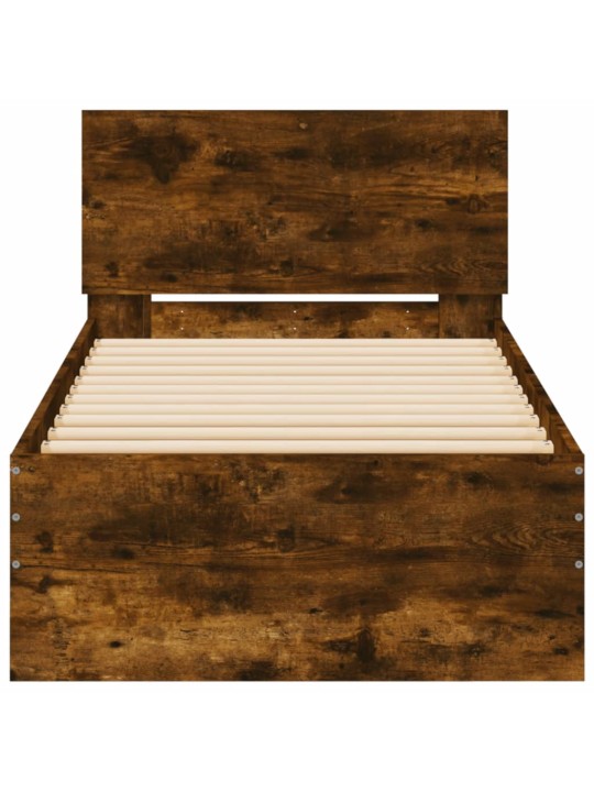 Rám postele s čelem kouřový dub 90 x 200 cm kompozitní dřevo