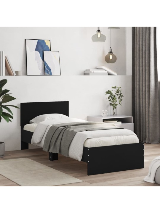 Rám postele s čelem černý 90 x 190 cm kompozitní dřevo
