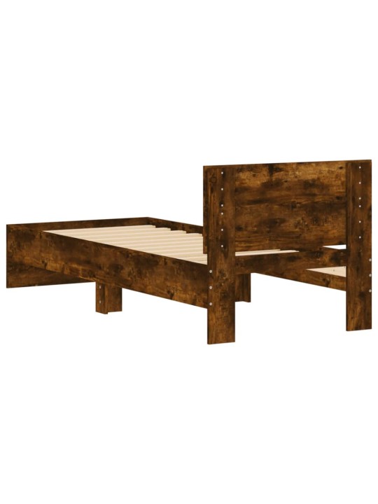 Rám postele s čelem kouřový dub 90 x 190 cm kompozitní dřevo