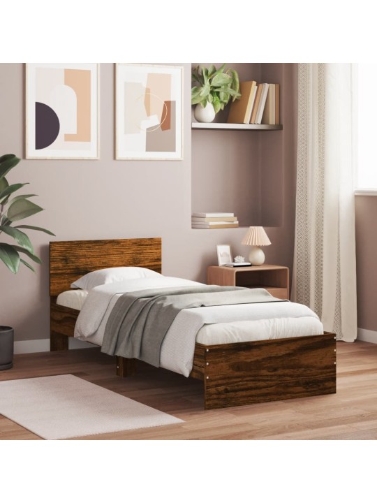 Rám postele s čelem kouřový dub 75 x 190 cm kompozitní dřevo