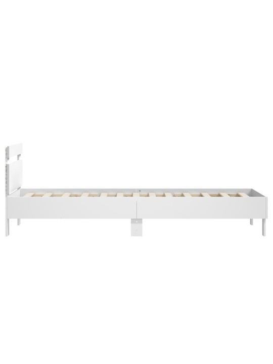 Rám postele s čelem a LED osvětlením bílý 90 x 200 cm