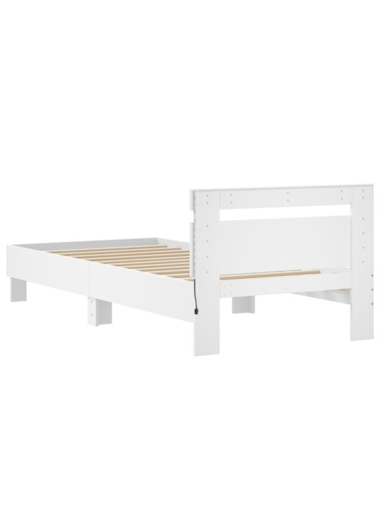 Rám postele s čelem a LED osvětlením bílý 90 x 200 cm