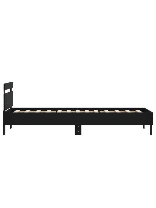 Rám postele s čelem a LED osvětlením černý 90 x 200 cm