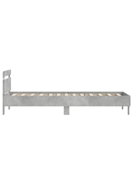 Rám postele s čelem a LED osvětlením betonově šedý 90 x 200 cm