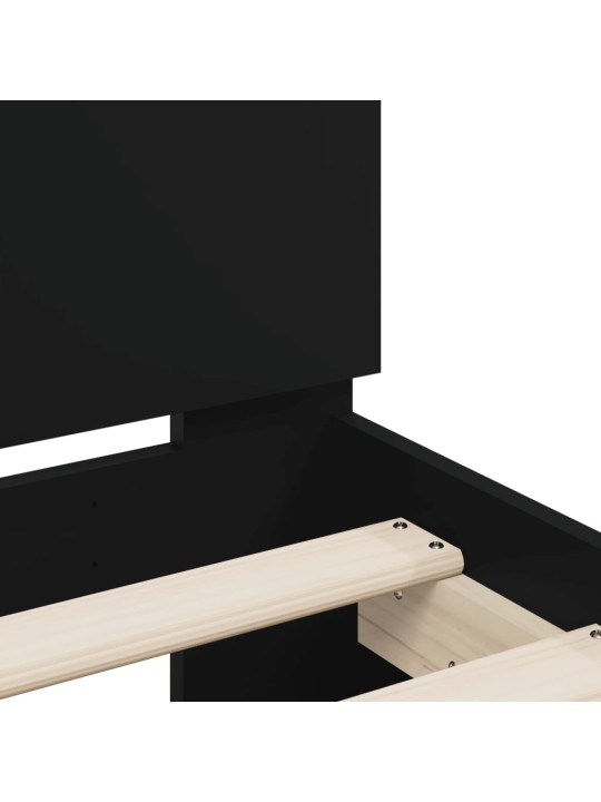 Rám postele s čelem a LED osvětlením černý 90 x 190 cm