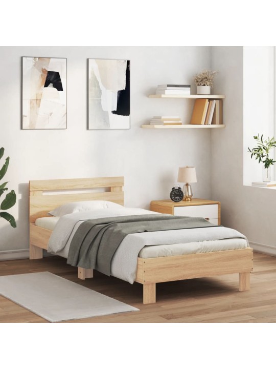 Rám postele s čelem a LED osvětlením dub sonoma 75 x 190 cm