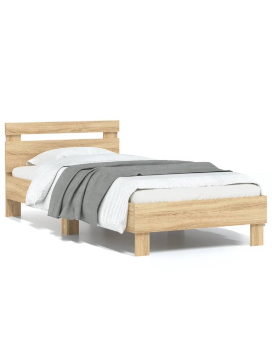 Rám postele s čelem a LED osvětlením dub sonoma 75 x 190 cm