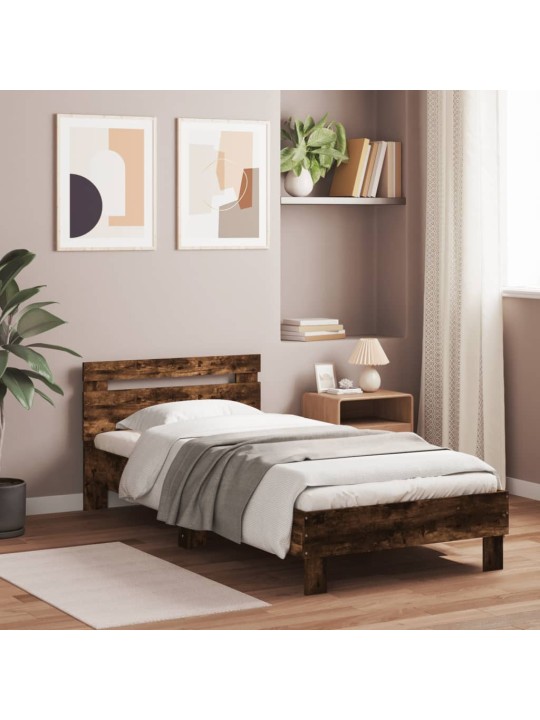 Rám postele s čelem a LED osvětlením kouřový dub 75 x 190 cm