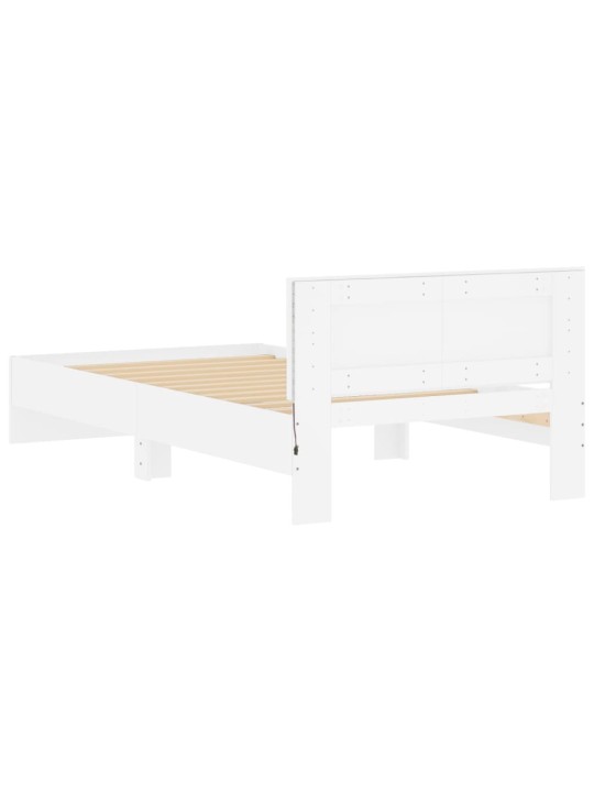 Rám postele s čelem a LED osvětlením bílý 100 x 200 cm