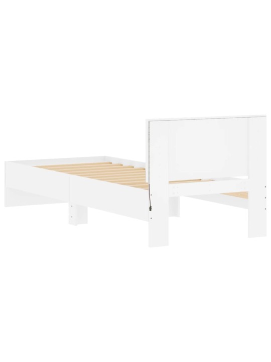 Rám postele s čelem a LED osvětlením bílý 75 x 190 cm