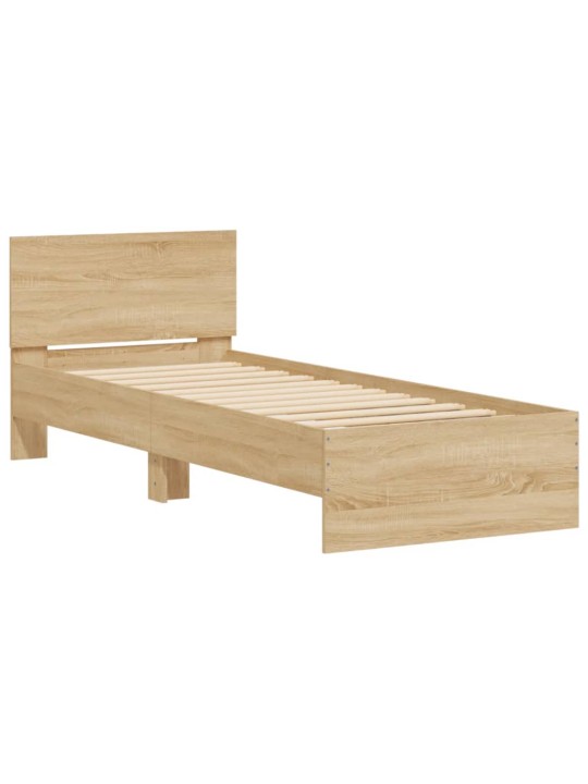 Rám postele s čelem a LED osvětlením dub sonoma 75 x 190 cm