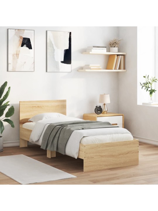 Rám postele s čelem a LED osvětlením dub sonoma 75 x 190 cm