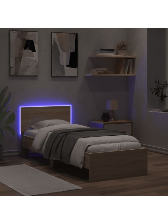 Rám postele s čelem a LED osvětlením dub sonoma 75 x 190 cm