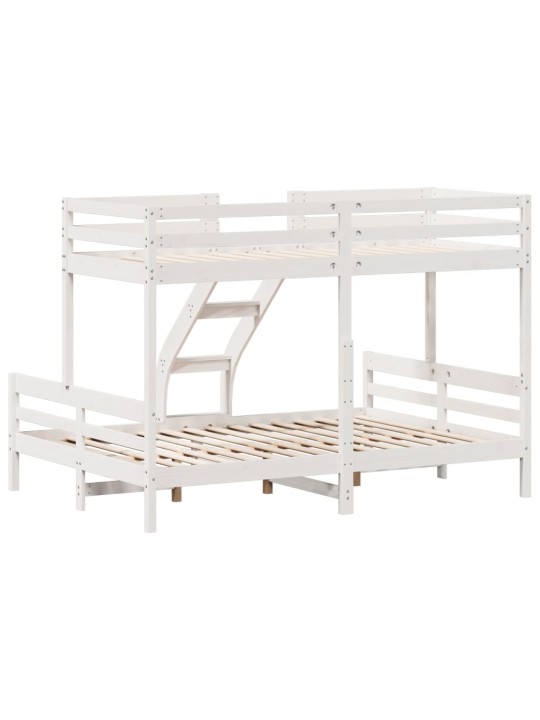 Patrová postel 80 x 200/140 x 200 cm bílá masivní borové dřevo