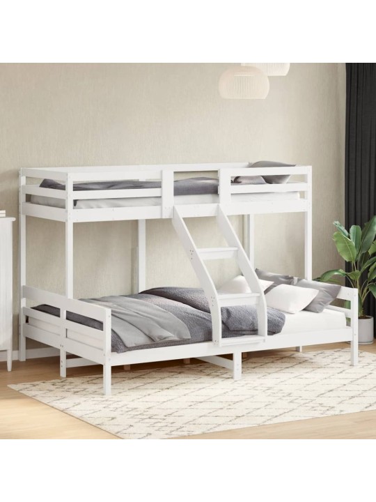 Patrová postel 80 x 200/140 x 200 cm bílá masivní borové dřevo