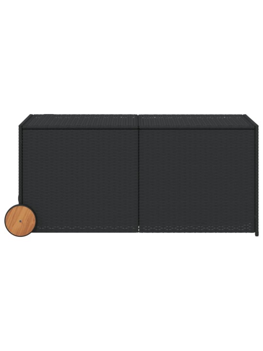 Zahradní úložný box s kolečky černý 283 l polyratan