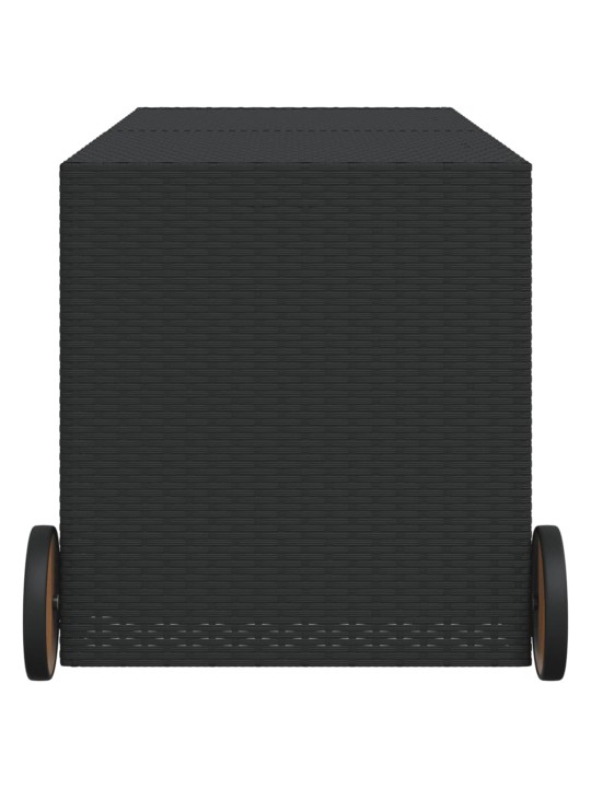 Zahradní úložný box s kolečky černý 283 l polyratan