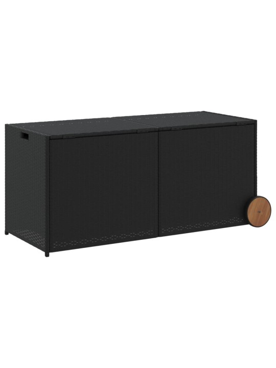 Zahradní úložný box s kolečky černý 283 l polyratan