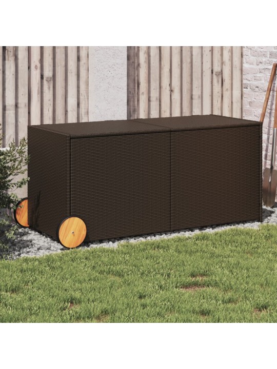 Zahradní úložný box s kolečky hnědý 283 l polyratan