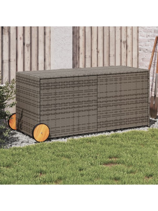 Zahradní úložný box s kolečky šedý 283 l polyratan