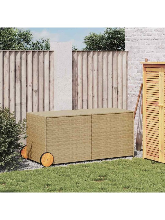Zahradní úložný box s kolečky mix béžové 283 l polyratan