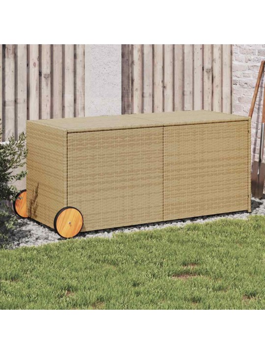 Zahradní úložný box s kolečky mix béžové 283 l polyratan
