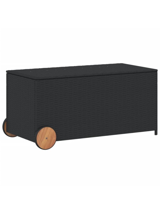 Zahradní úložný box s kolečky černý 190 l polyratan